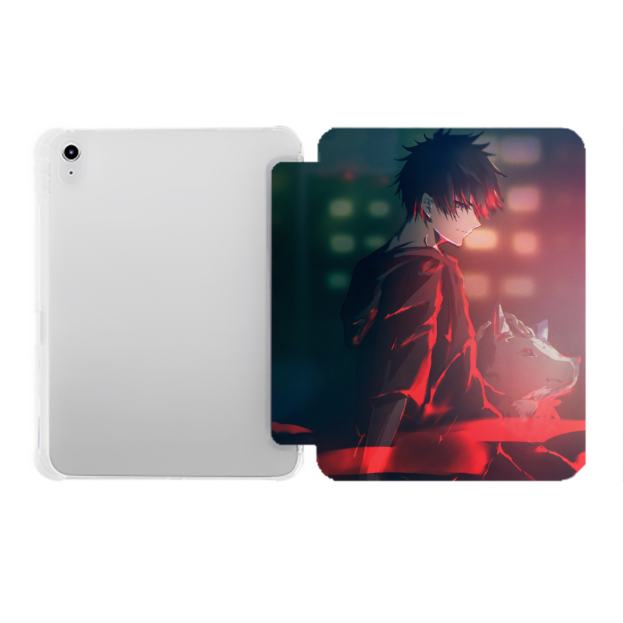 （画像用） 呪術廻戦 Jujutsu Kaisen IPad ケース ペン収納付き 三つ折りスタンド PUレザー×シリコン 対応機種9.5/10.5/10.9インチ